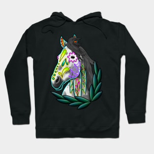 Day of the Dead Grey Appaloosa Sugar Skull Horse Hoodie